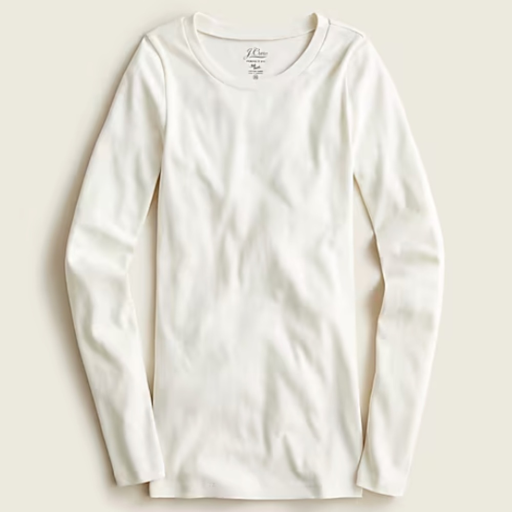 J. Crew slim perfect long sleeve T-shirt in Ivory size XS